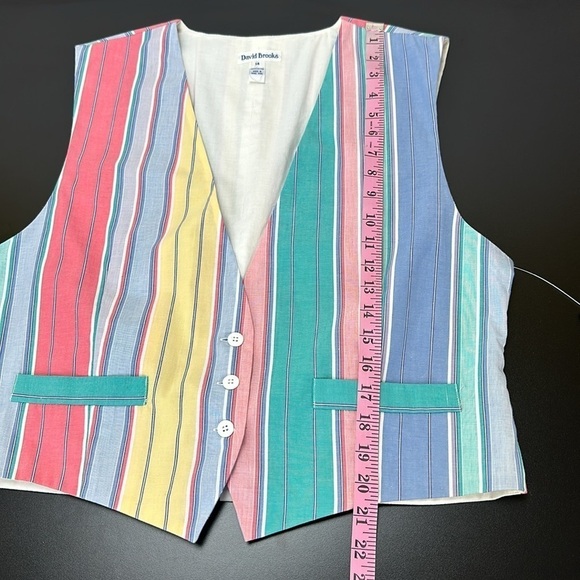 Vintage David Brooks Cotton Striped Button Front Vest Size 14 Summer NOS - Picture 10 of 11